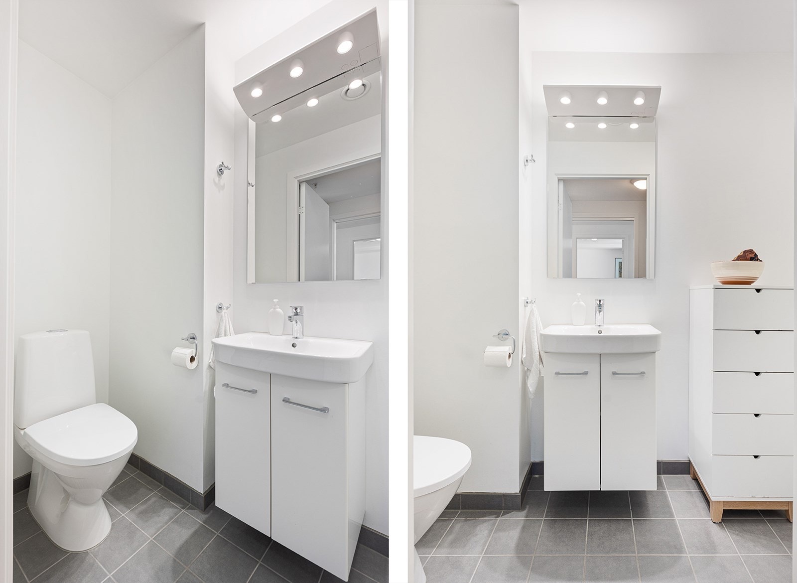 Praktisk gjestetoalett også med fliser på gulv. Galleribilde