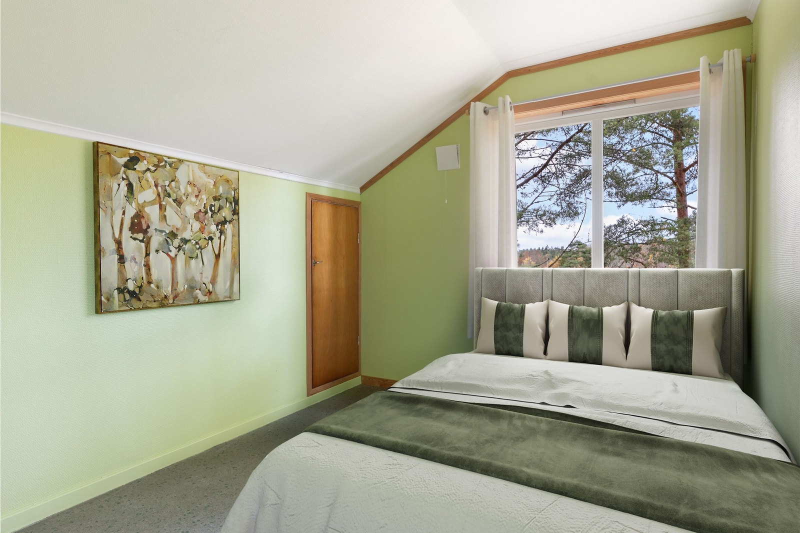 Rom benyttet som soverom loftsetasje, digitalt stylet Galleribilde