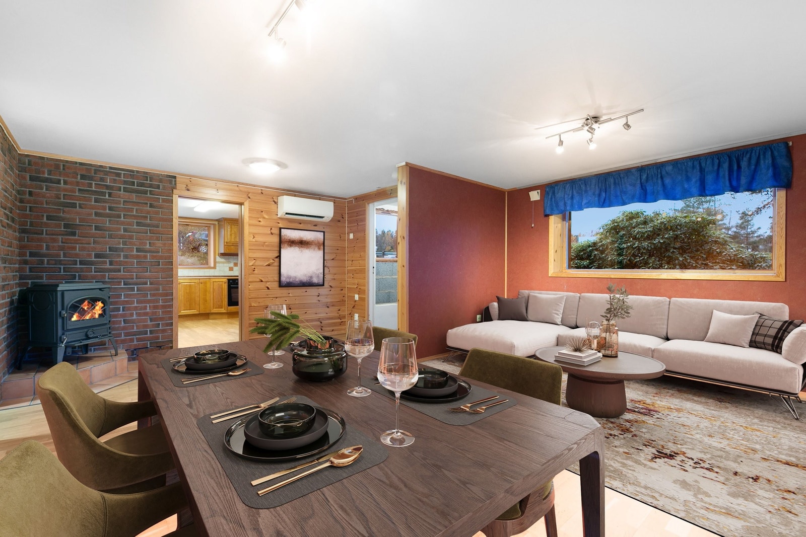 Kjellerstue med peis, digitalt stylet Galleribilde