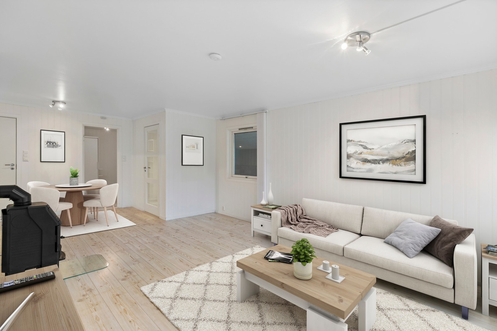 Stue (AI-generert interiør). Galleribilde