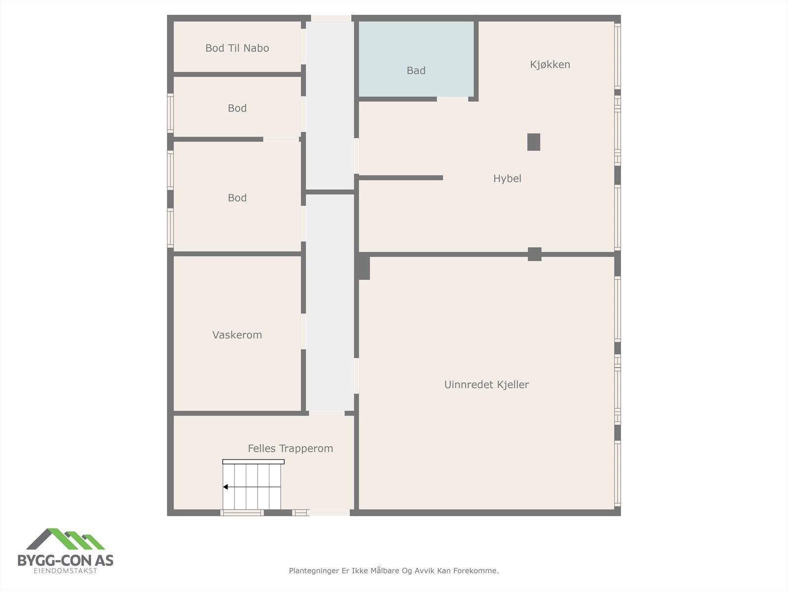 Plantegning over dagens bruk av 1.etasje - Næringslokale (ikke godkjent hybel). Galleribilde