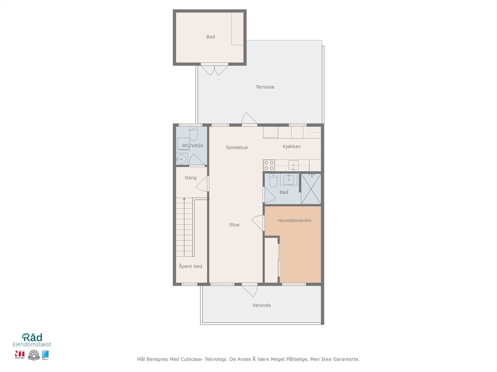 Planløsning over dagens bruk av 2. etasje Galleribilde