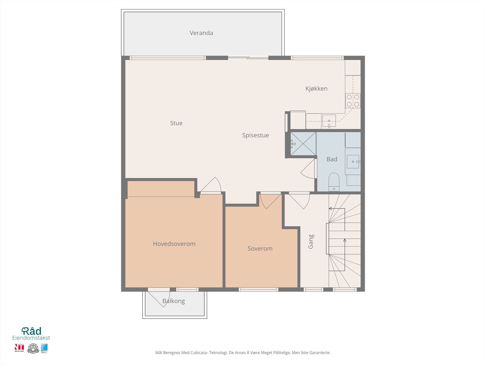 Planløsning over dagens bruk av leiligheten. Galleribilde