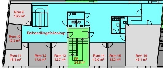 Mulig planløsning for areal i 2. etg Galleribilde