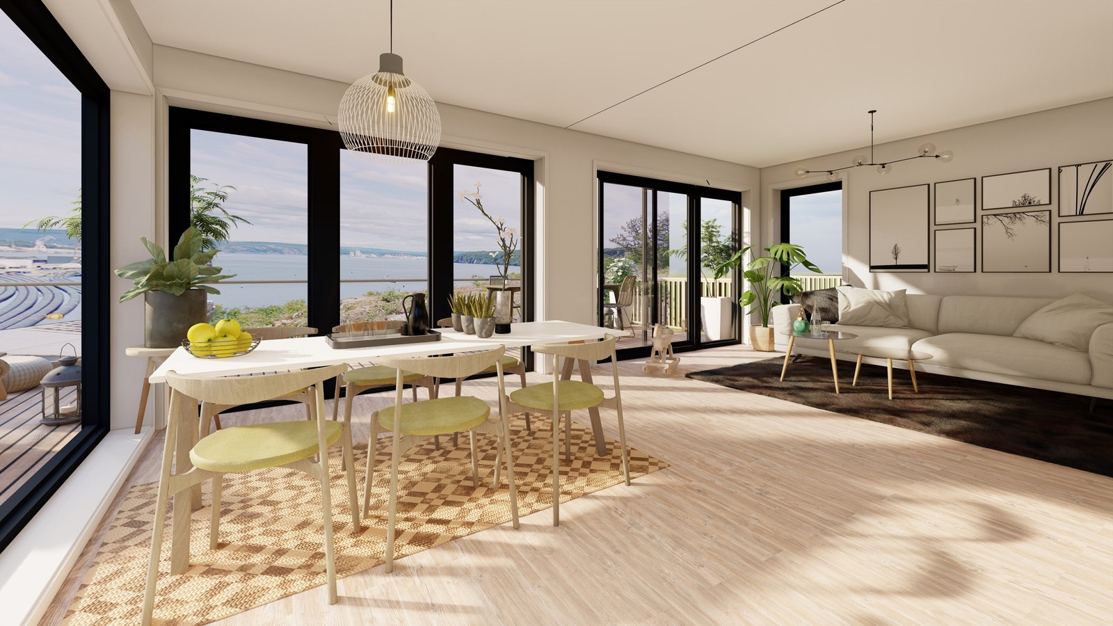 Illustrasjoner utarbeidet ev nåværende eier som viser utsikt fra en av boligene som var planlagt. Galleribilde