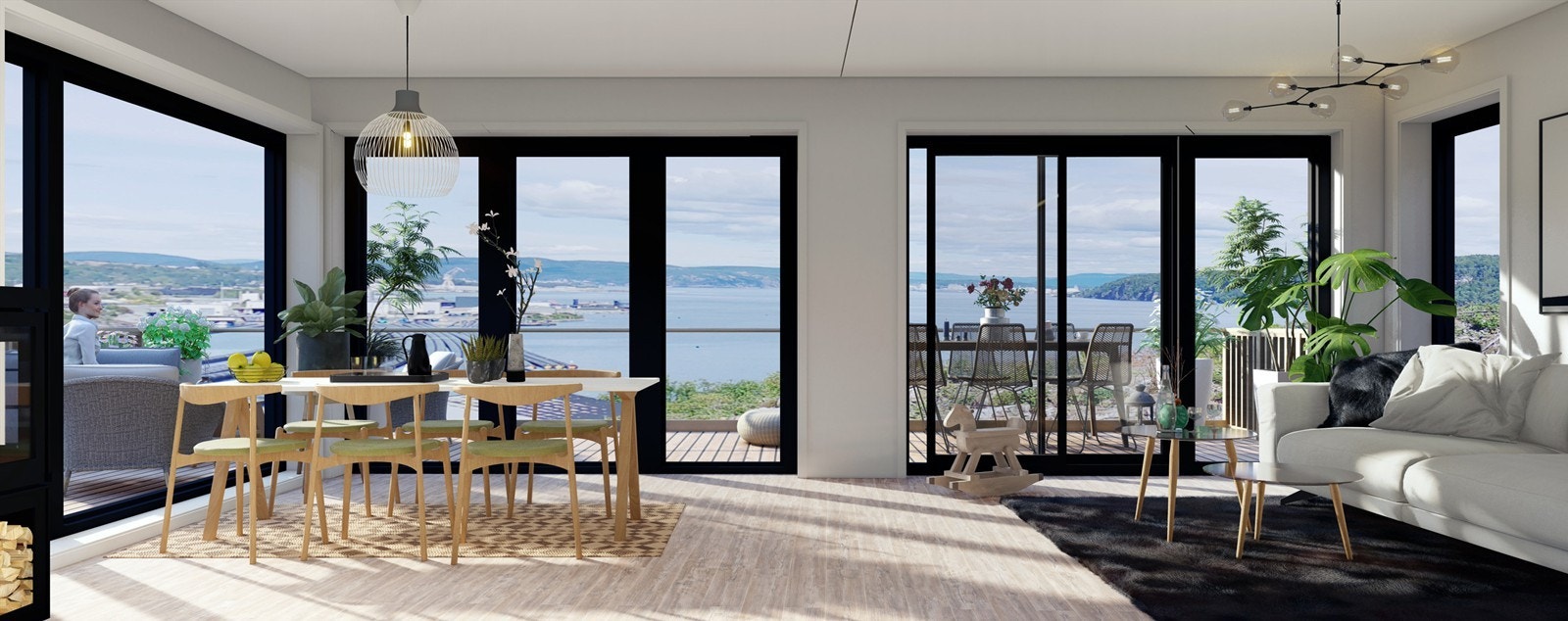 Illustrasjoner utarbeidet ev nåværende eier som viser utsikt fra en av boligene som var planlagt. Galleribilde