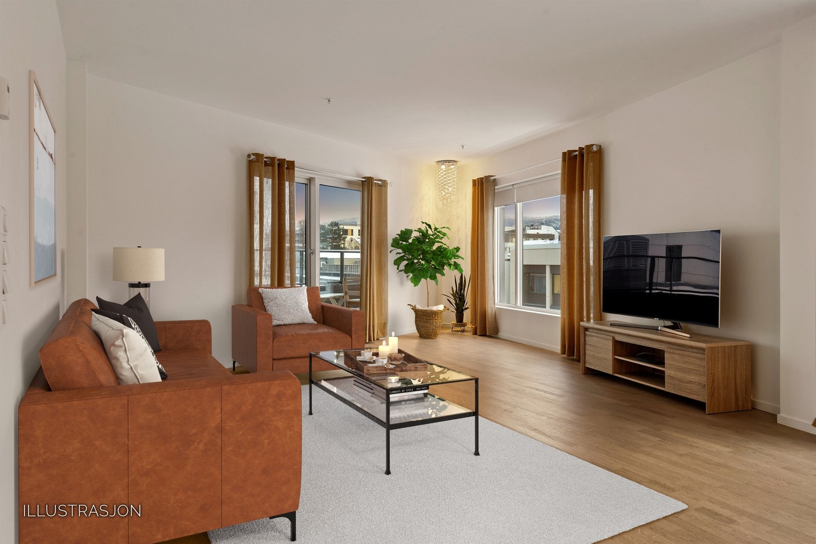 Fra stuen er det utgang til en romslig balkong på 15 kvm Galleribilde