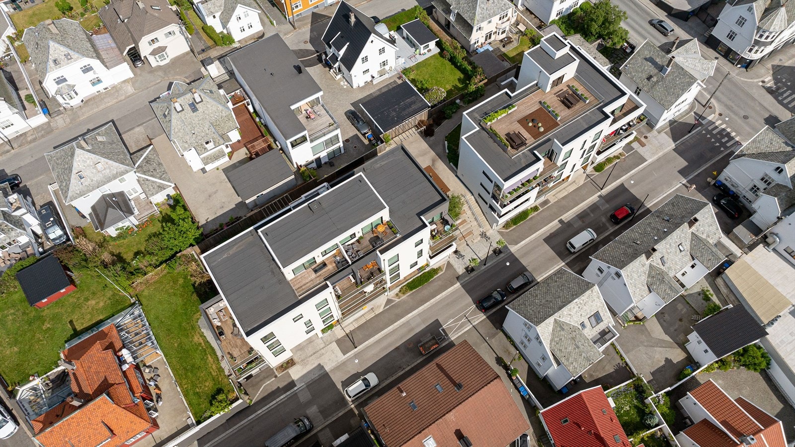 Eiendommen sett fra fugleperspektiv. Galleribilde