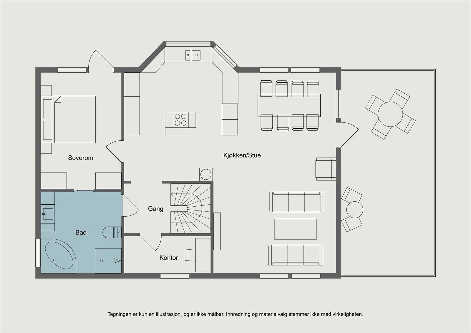 Plantegning hovedetasje. Galleribilde
