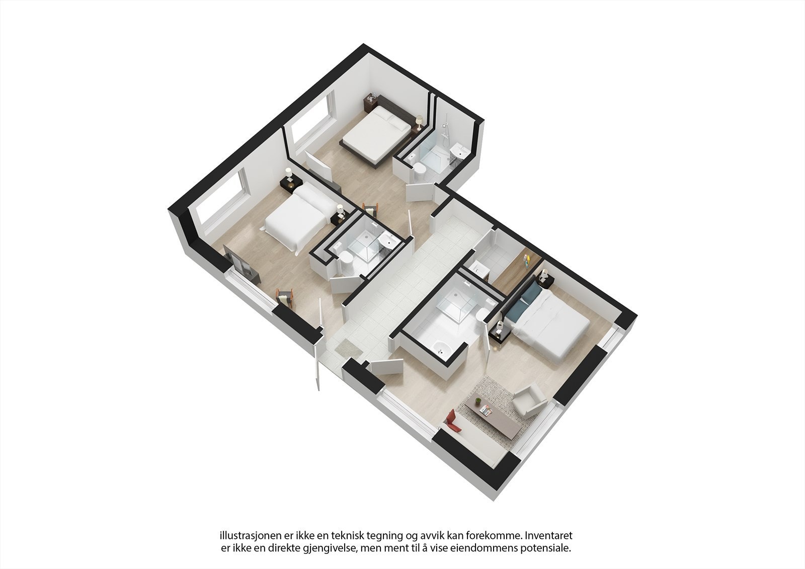 Hus 2: 3 stk. gjesterom. Galleribilde