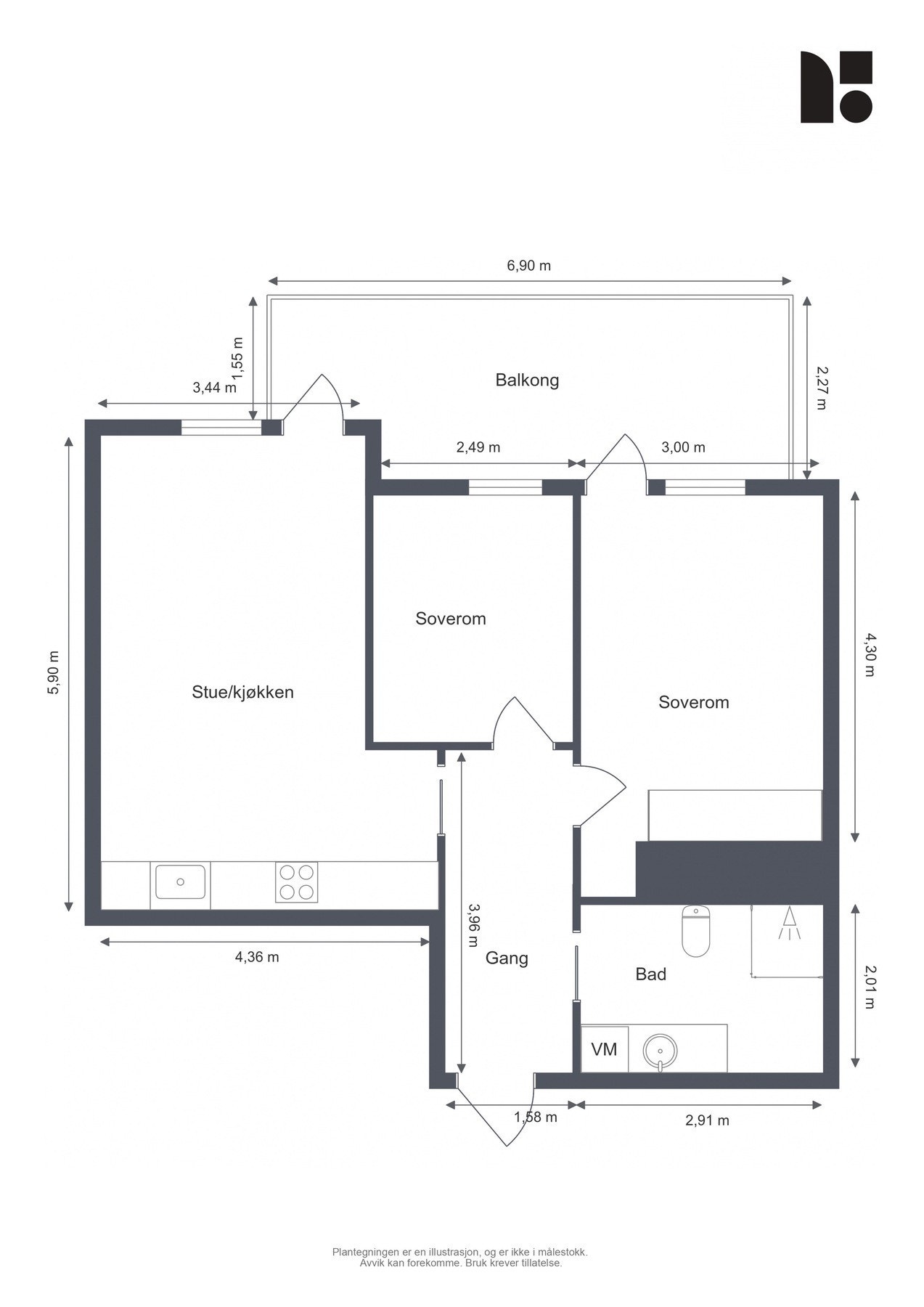 Plantegning - 4. etasje. Galleribilde