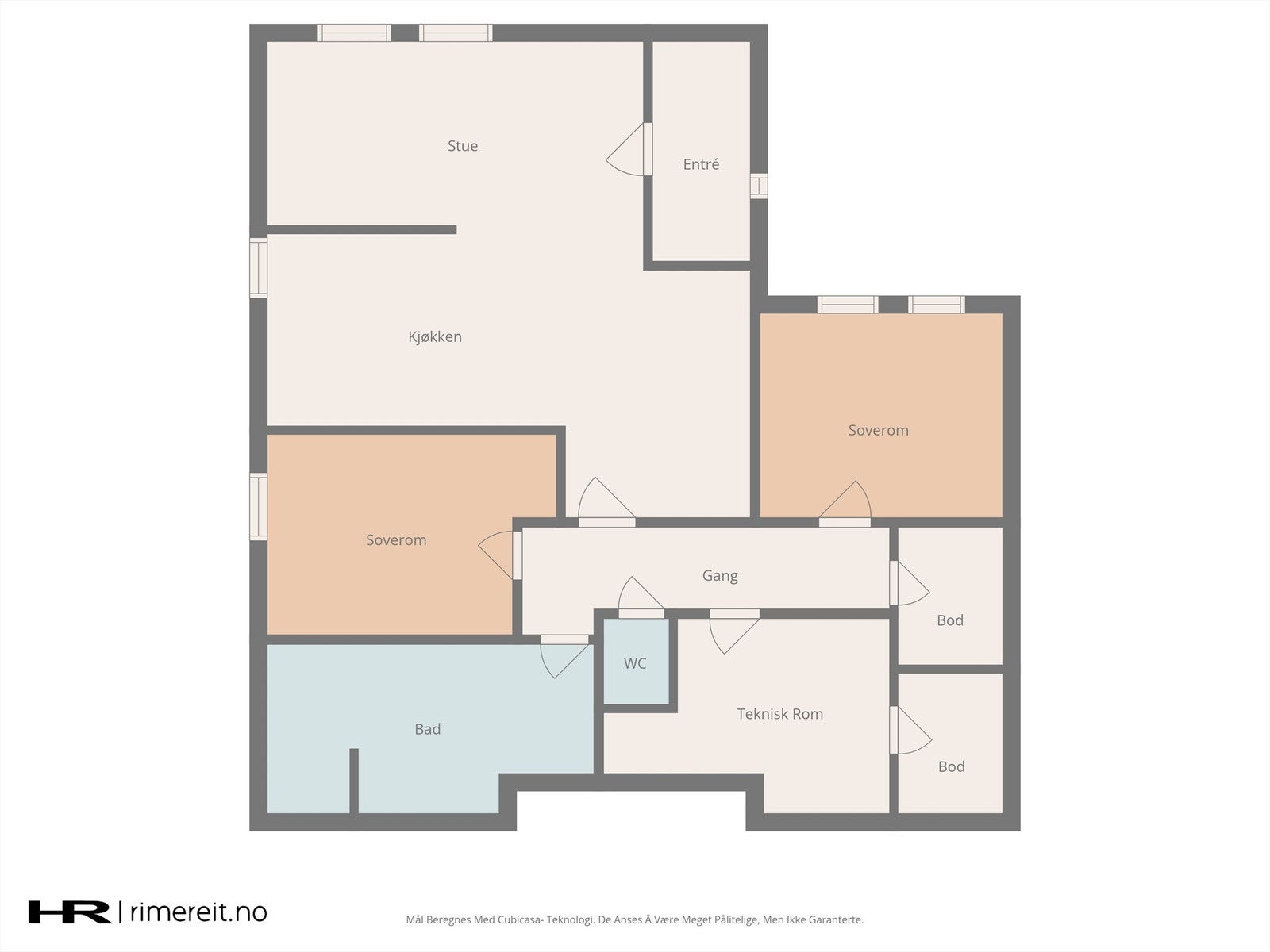 Plantegning leilighet i underetasjen. Galleribilde