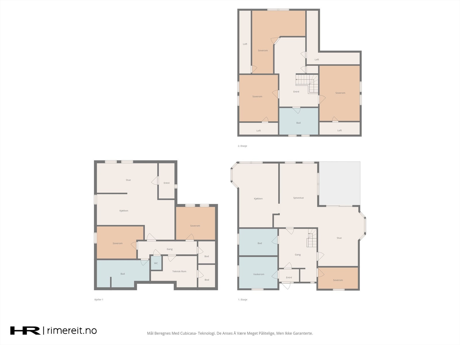 Plantegning alle etasjer i boligen. Galleribilde