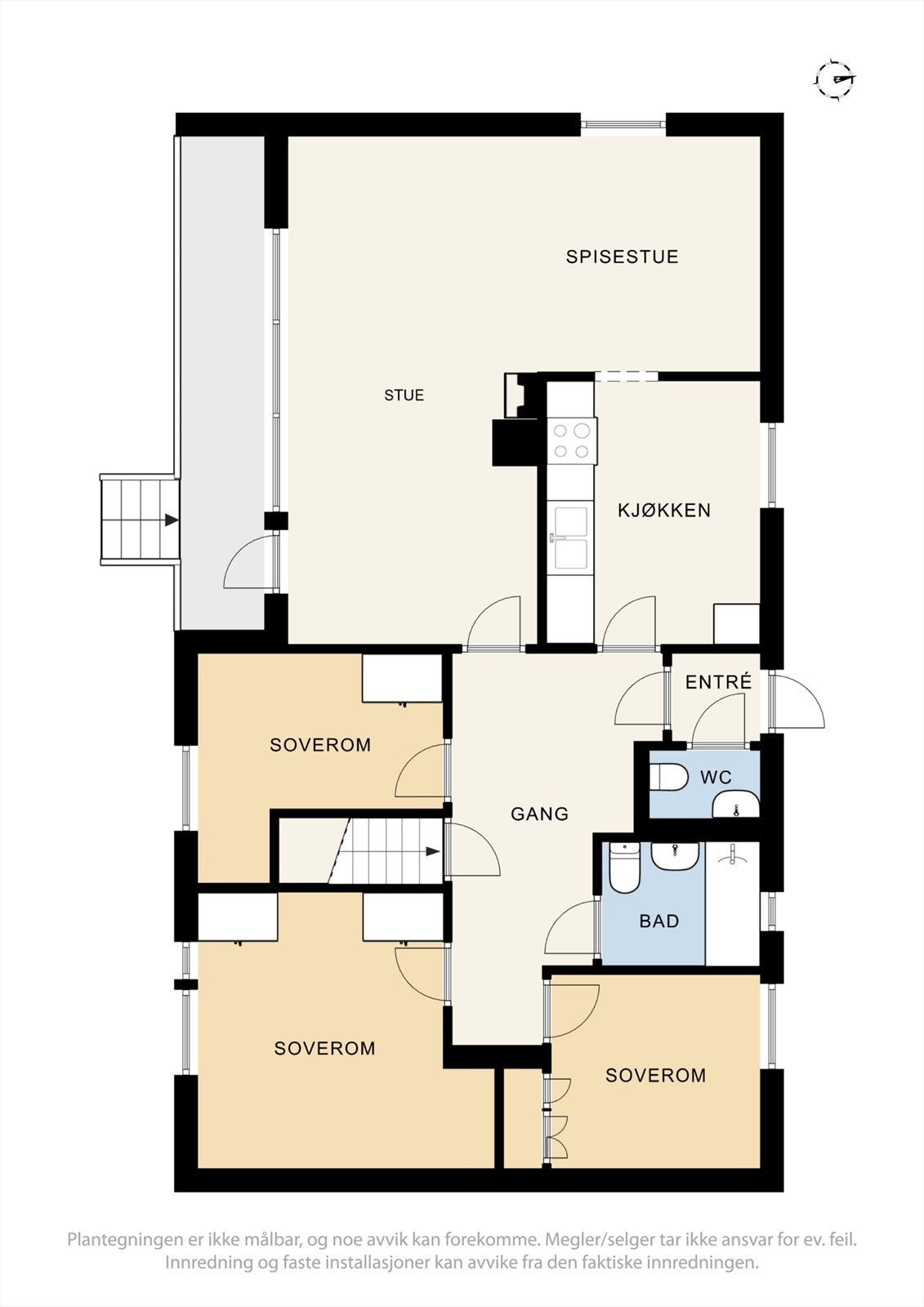 PlantegningePlantegning av Løkavegen nr. 15. Det er 3 soverom i denne boligen. Galleribilde