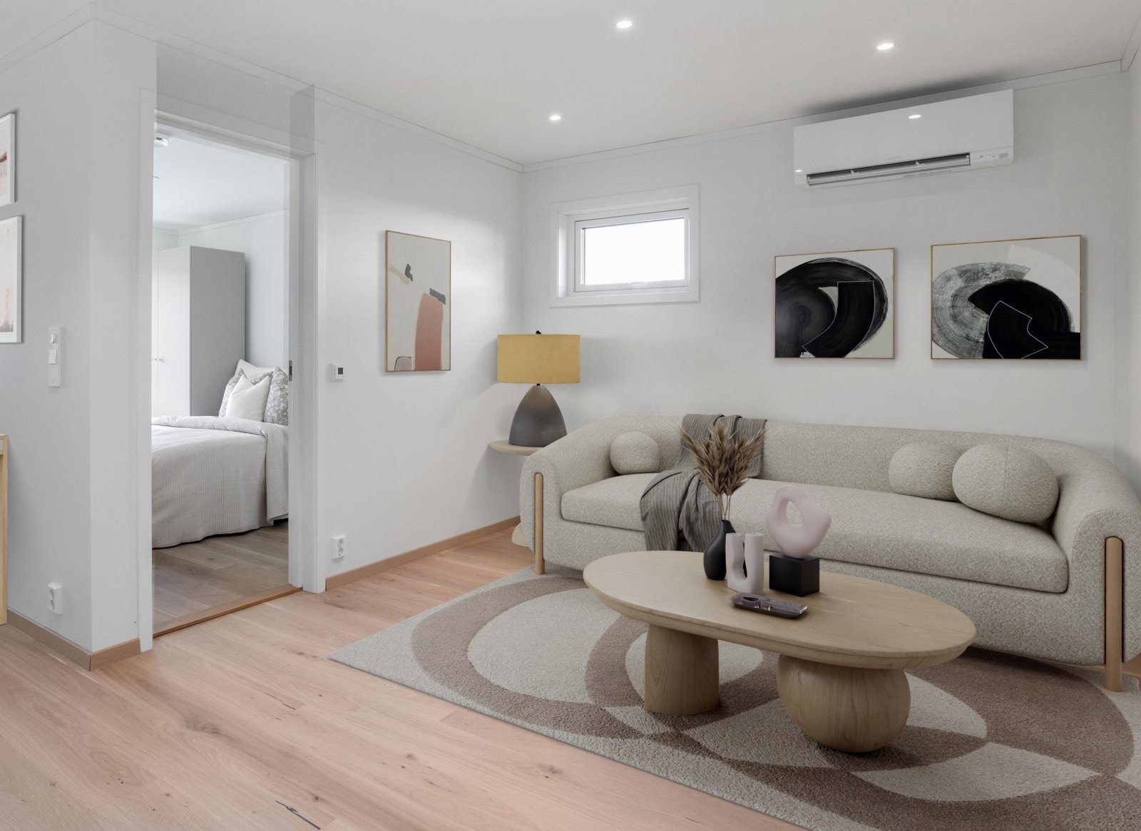 Tv-stue / medierom | downlights | varmefolie i gulvet | varmepumpe Galleribilde