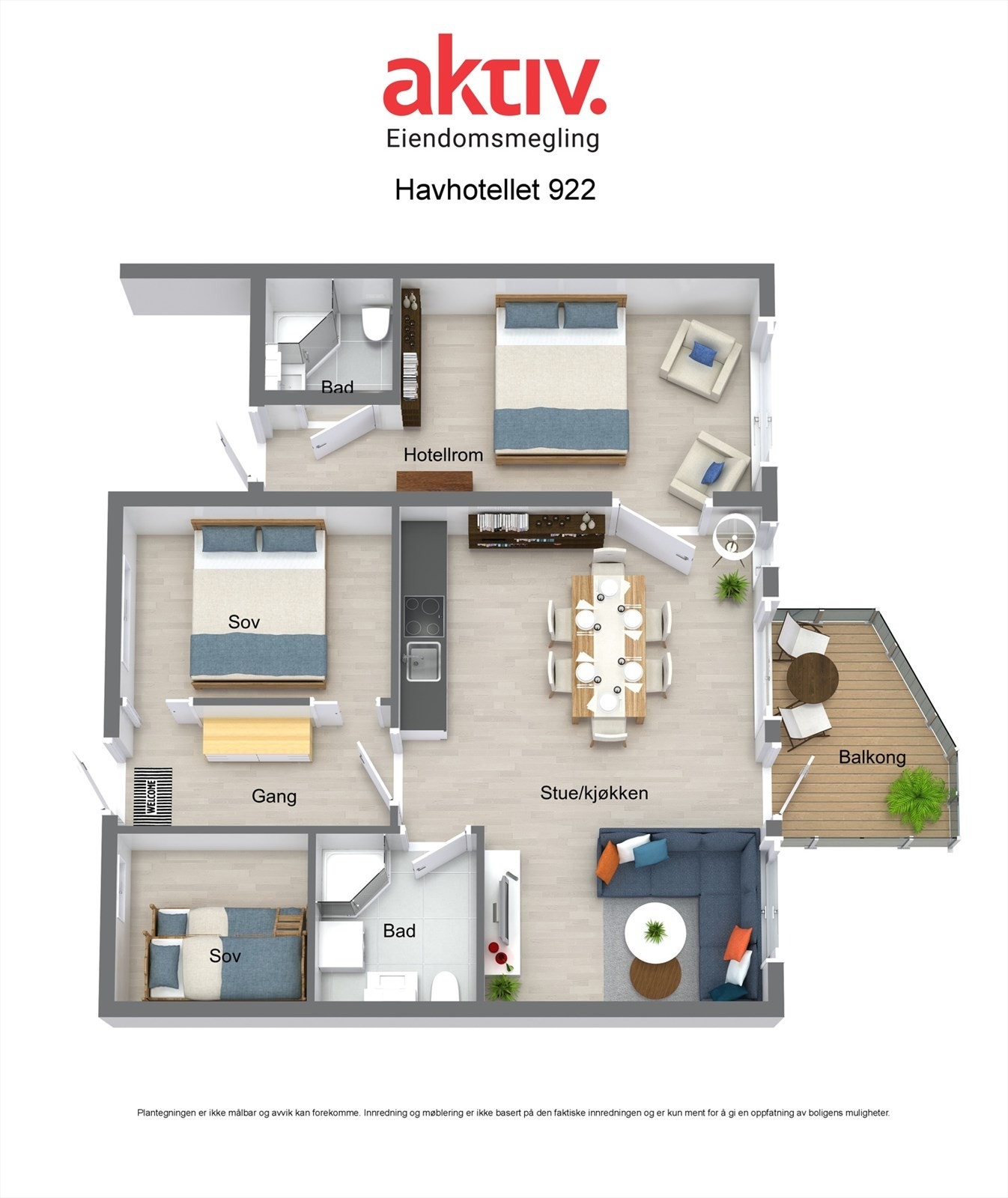 Plantegning hotellrom og leilighet Galleribilde