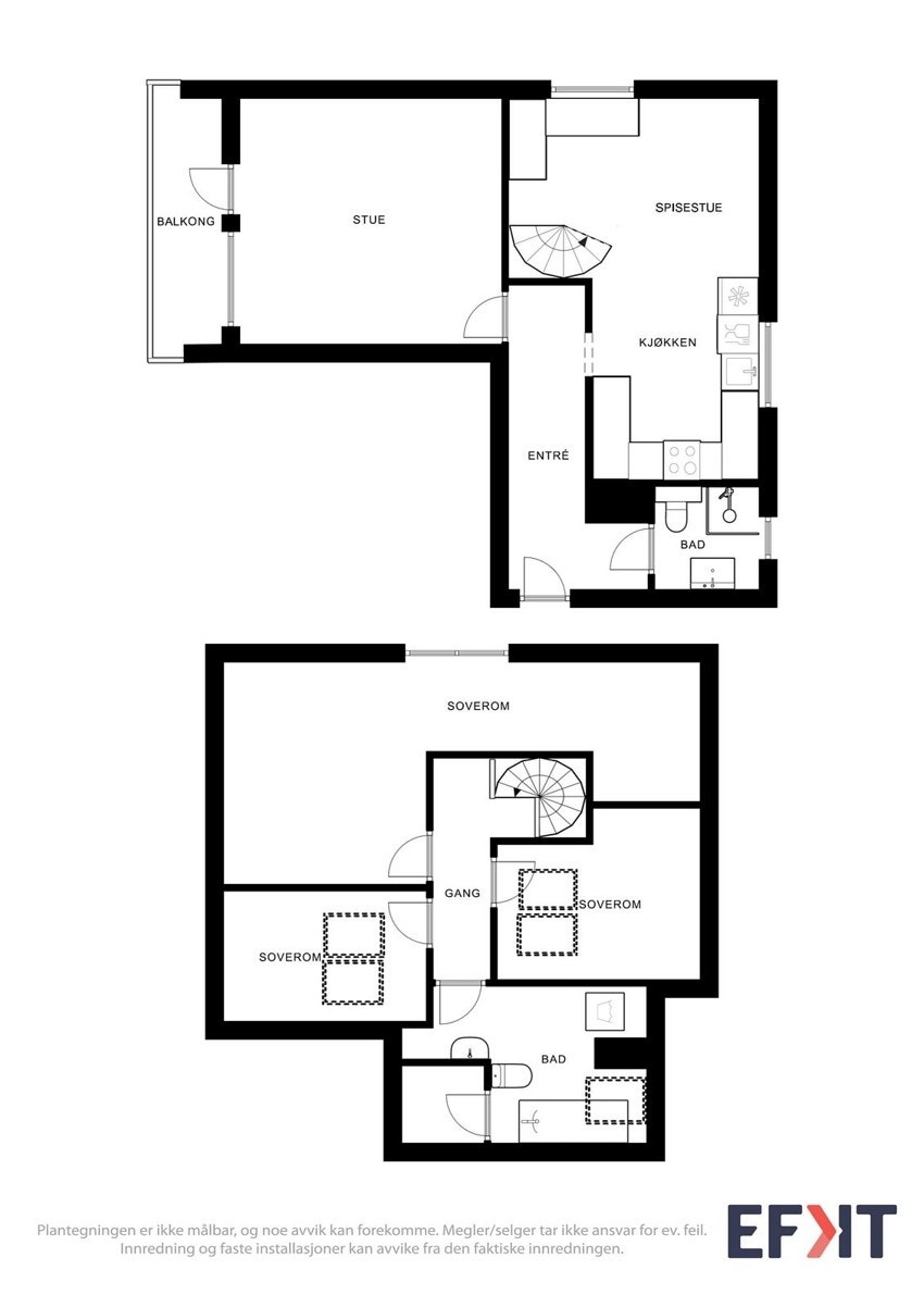 Plantegning begge etasjer. Galleribilde