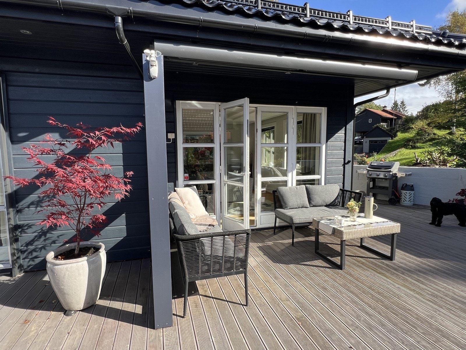 Terrasse av god størrelse, utgang fra spisestuen. Galleribilde
