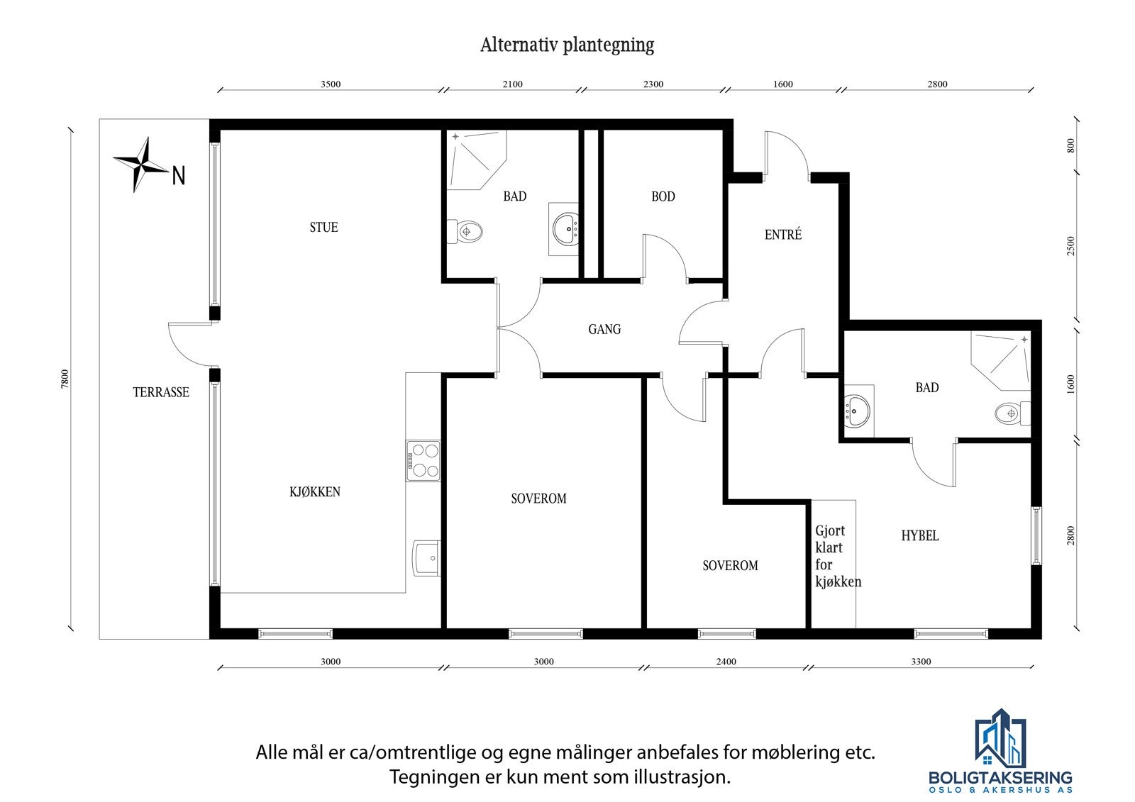Plantegning med hybel Galleribilde