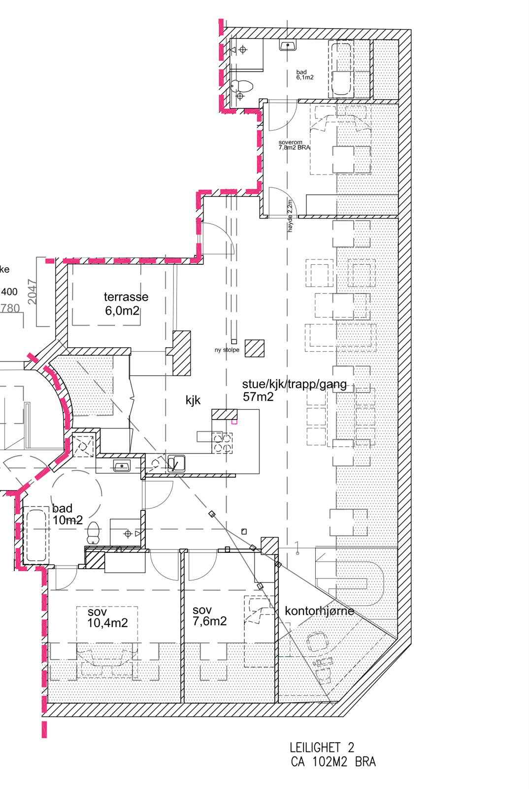 Planløsning loftsareal - i hht. rammetillatelse. Galleribilde