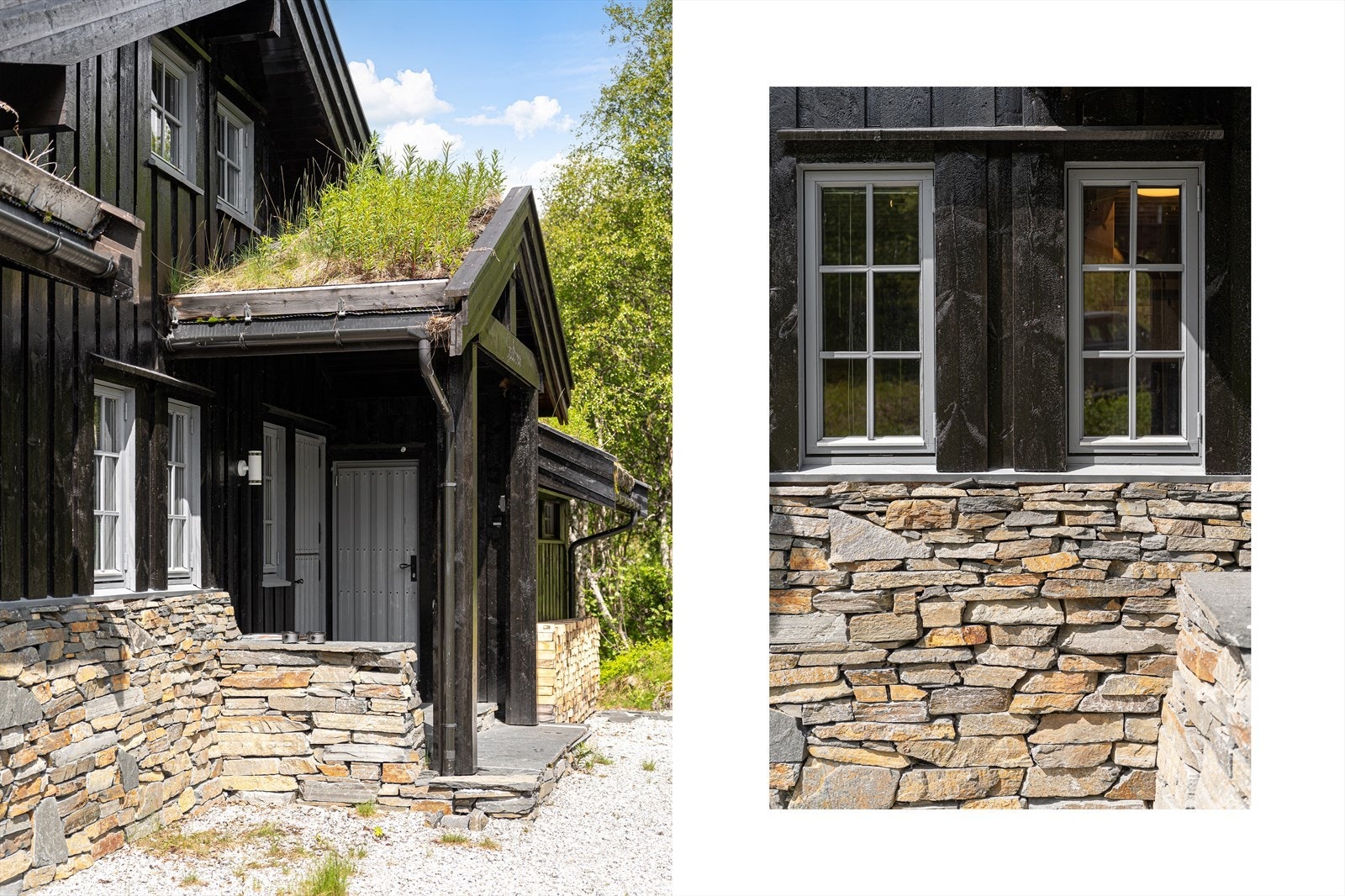 Flott inngangsparti med natursteinsmur. Galleribilde