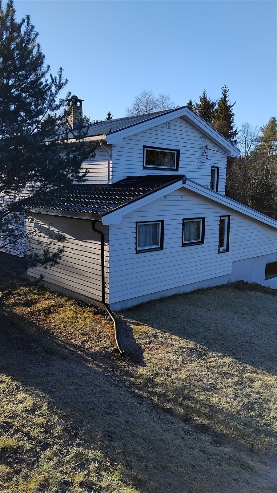 Det er nettopp skiftet vindskier og vannbord på begge sider av taket på hovedtaket, samt satt opp snøfanger som manglet bak huset. Galleribilde