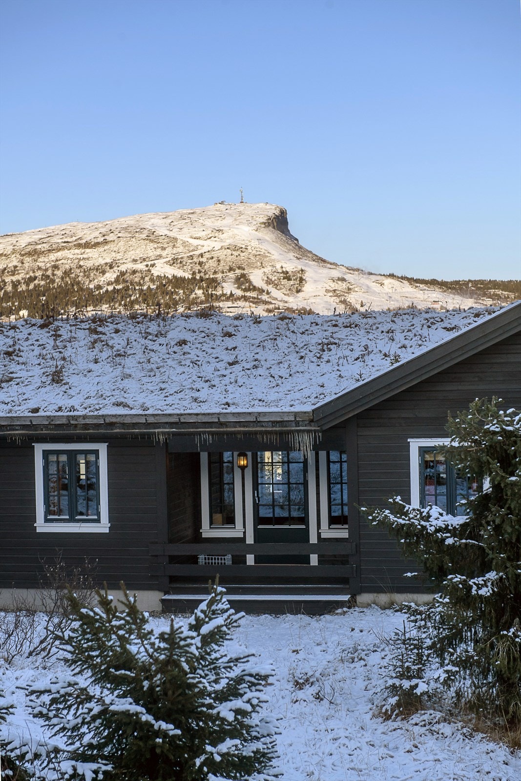 Hytta har tilkomst fra begge sider med inngang til hallen. Galleribilde
