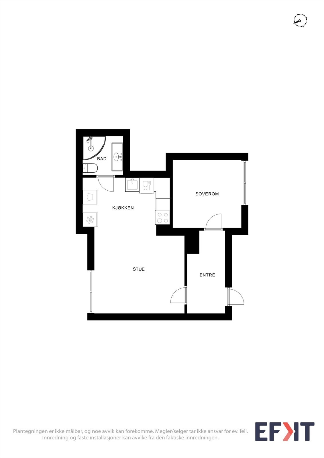 Plantegning av areal i underetasjen som i dag brukes som egen boenhet. Husk at arealet i denne boenheten ikke er omsøkt og godkjent hos kommunen. Ingen rom er godkjent til dagens bruk. Galleribilde