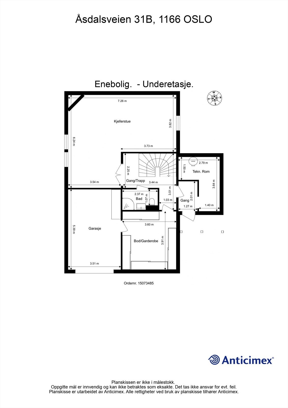 Plantegning kjeller. Galleribilde