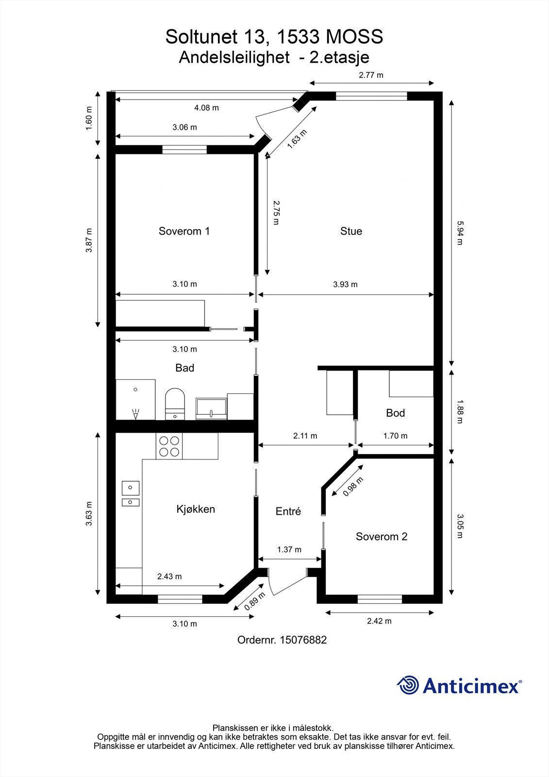 Leiligheten disponerer også bod på ca. 6 kvm. rett utenfor inngangsdøren. Galleribilde
