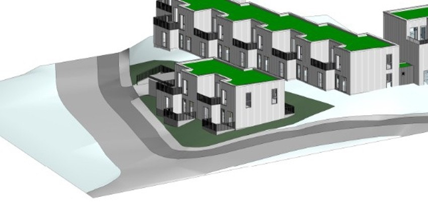 Det er tegnet inn en tomannsbolig på eiendommen av eier. Galleribilde