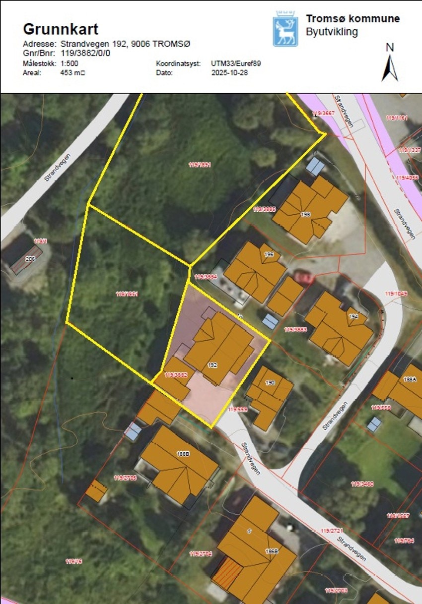 Grunnkart som viser parsellene som medfølger i handelen Galleribilde