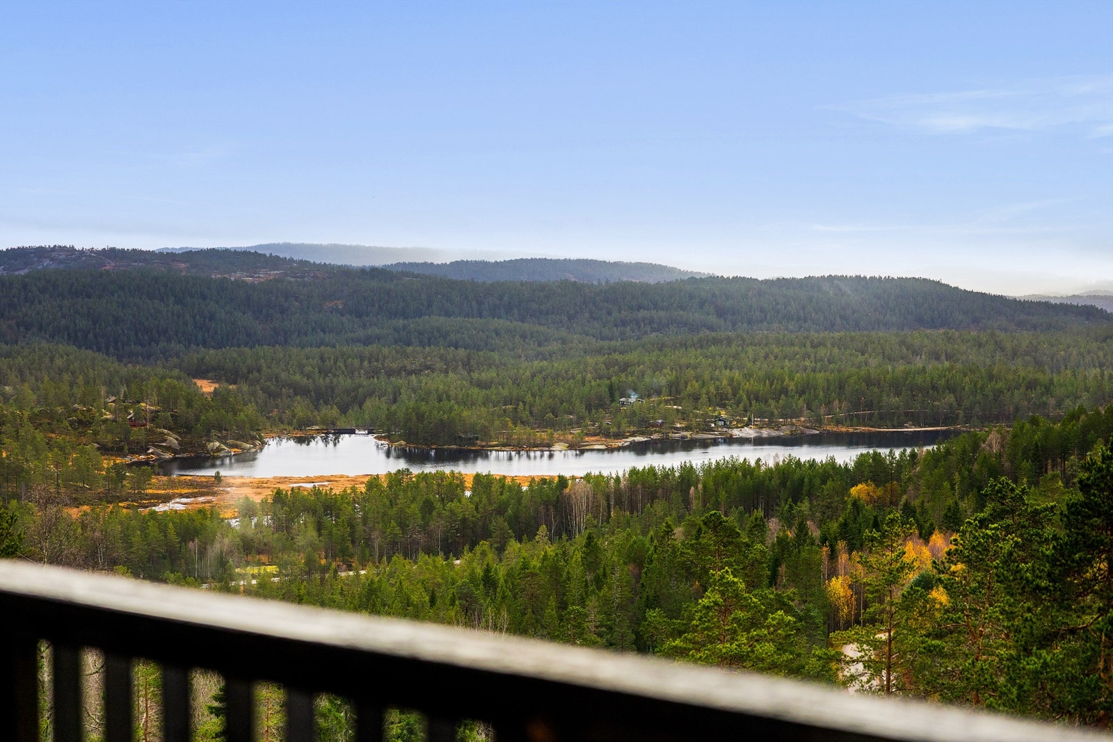 Utsikt mot Bjønntjønn og det duvende landskapet. Galleribilde