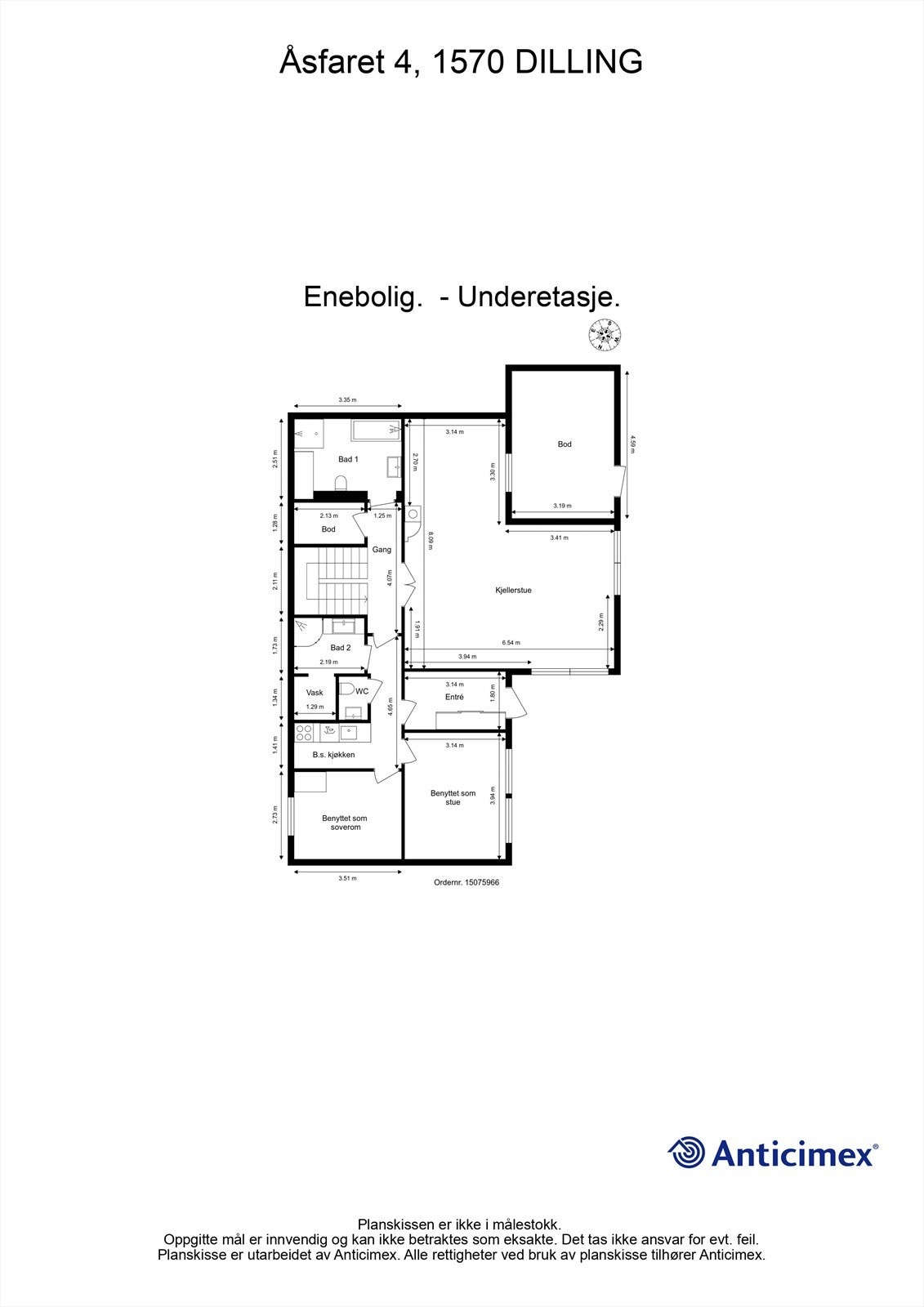 Veiledende skisse av underetasje. Galleribilde