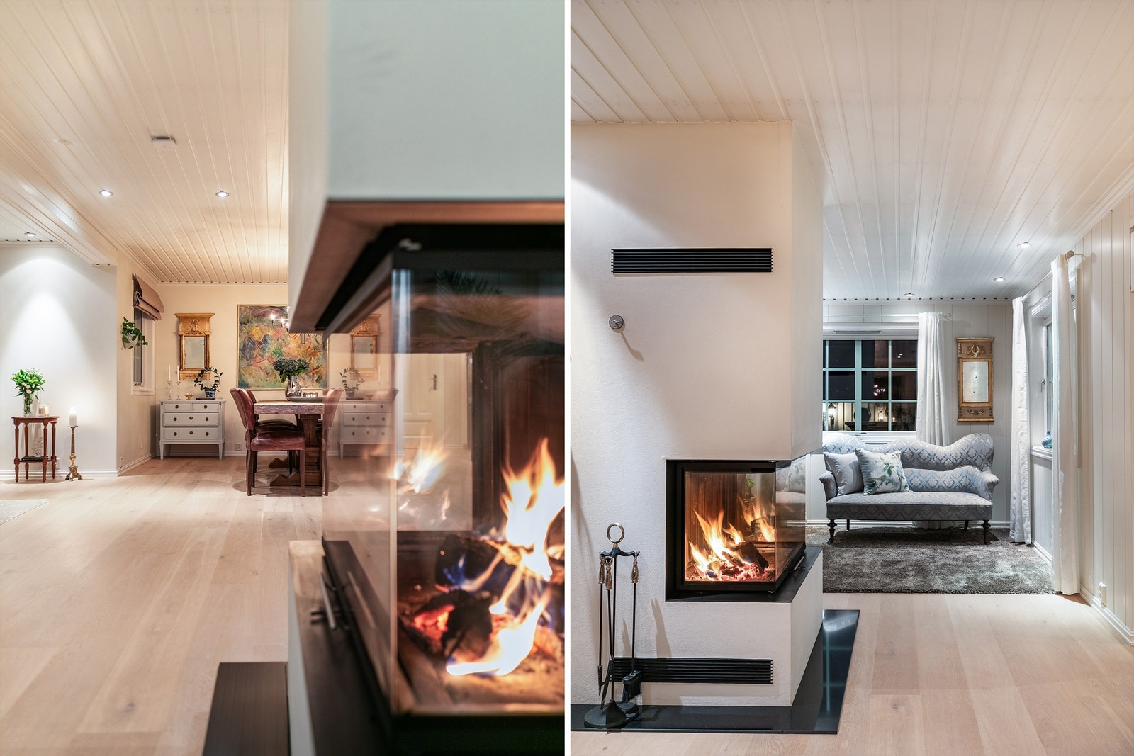 Brunner Panorama innbyggingspeis ble installert i stuen 2019, med fjernstyrt pipevifte. Galleribilde