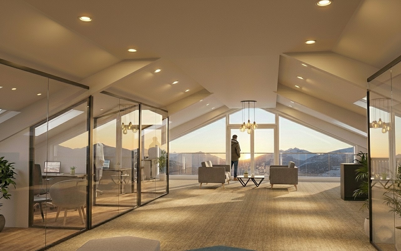 Fantastisk utsikt i sjøkanten over fjell og fjord Galleribilde