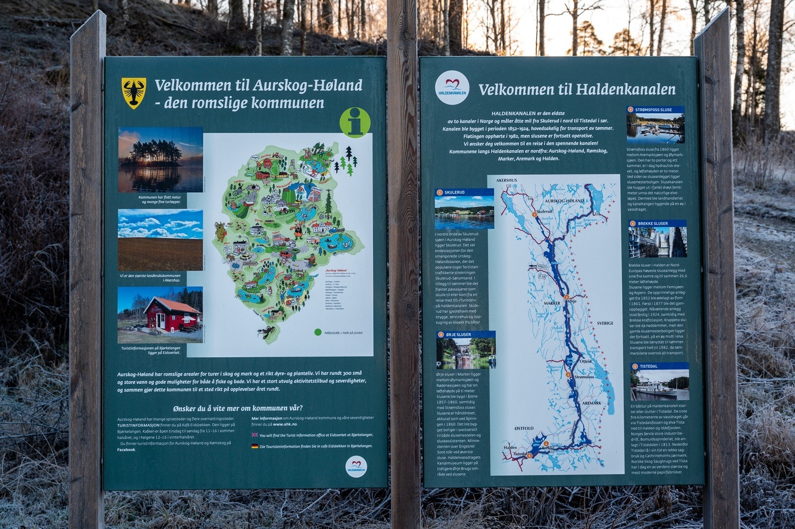 Informasjonstavler gir en oversikt over lokale attraksjoner og turmuligheter. Galleribilde