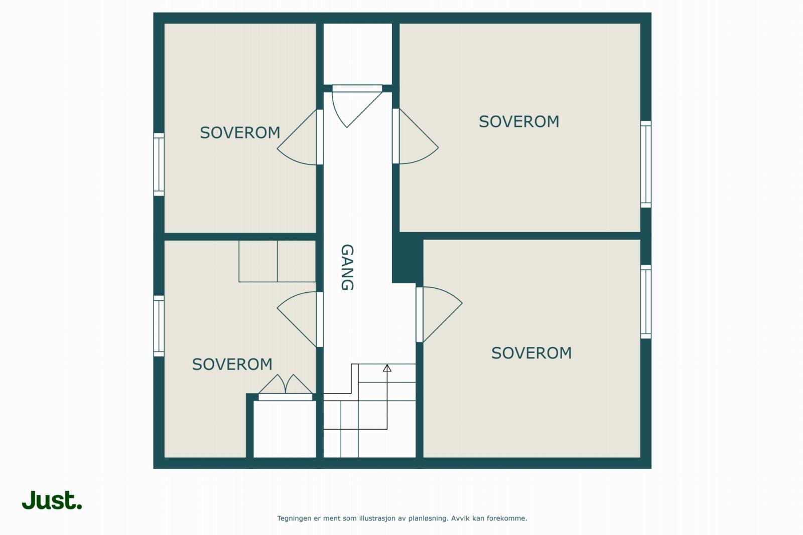 Planskisse loft. Boligen har også kjeller, som er uinnredet Galleribilde