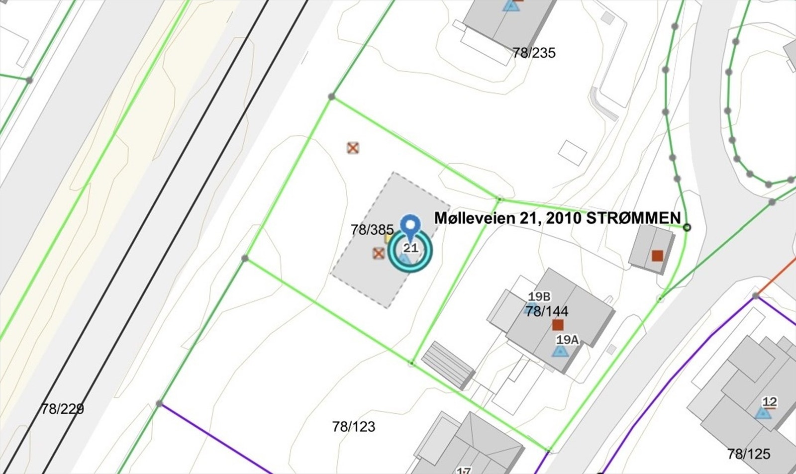 Eiendomsgrensene er oppgitt til å være nøyaktige med avvik på 10 cm eller mindre. Galleribilde