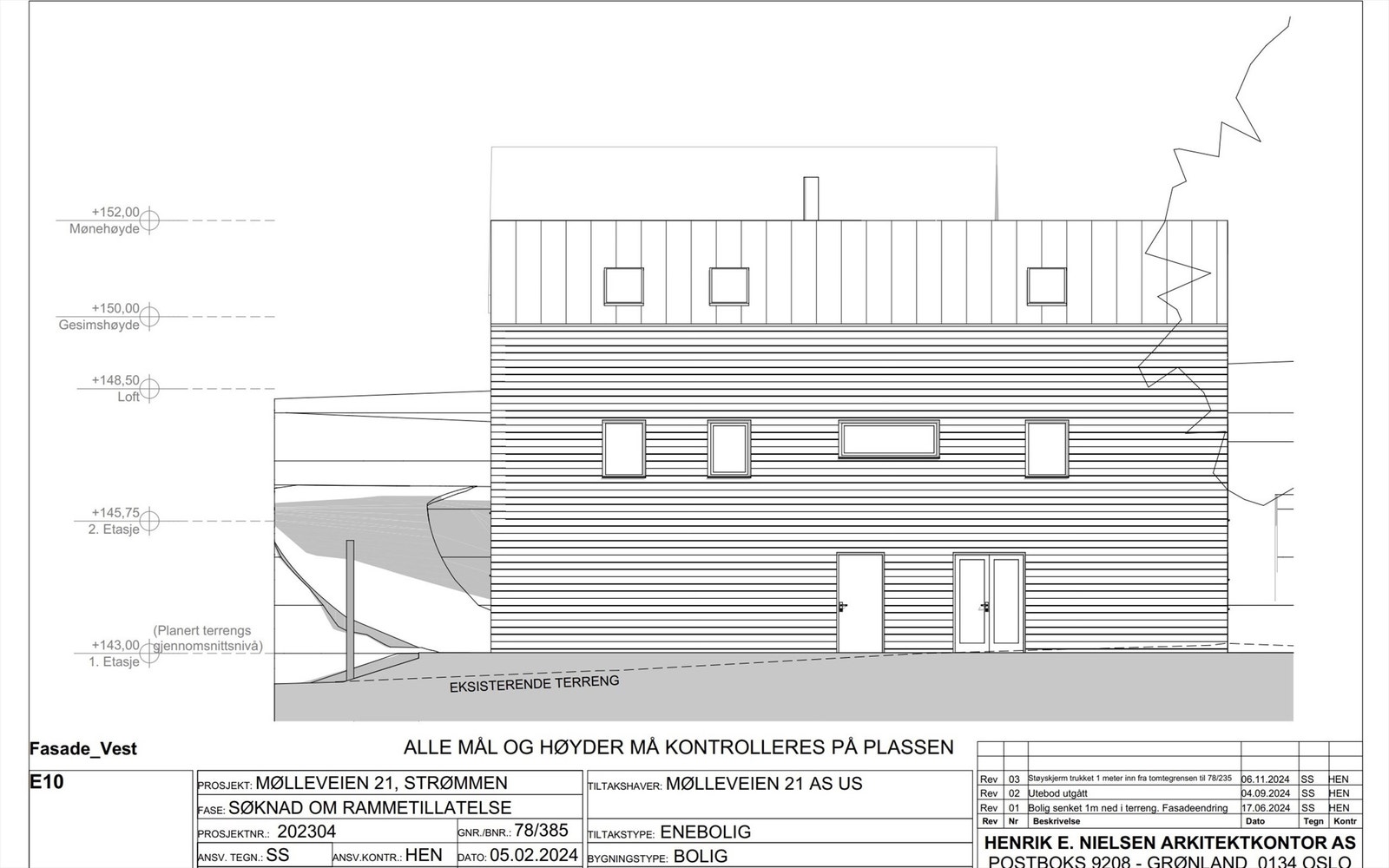 Fasade mot vest. Galleribilde