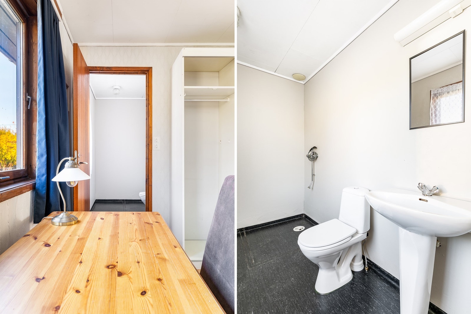 Hovedsoverommet har kvaliteten av eget bad som etter renovering kan bli et helt nytt og lekkert rom å starte dagene i. Galleribilde