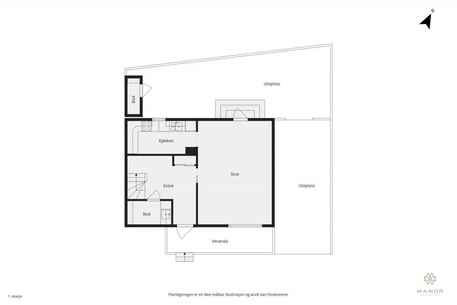 Plantegning 1. etasje Galleribilde