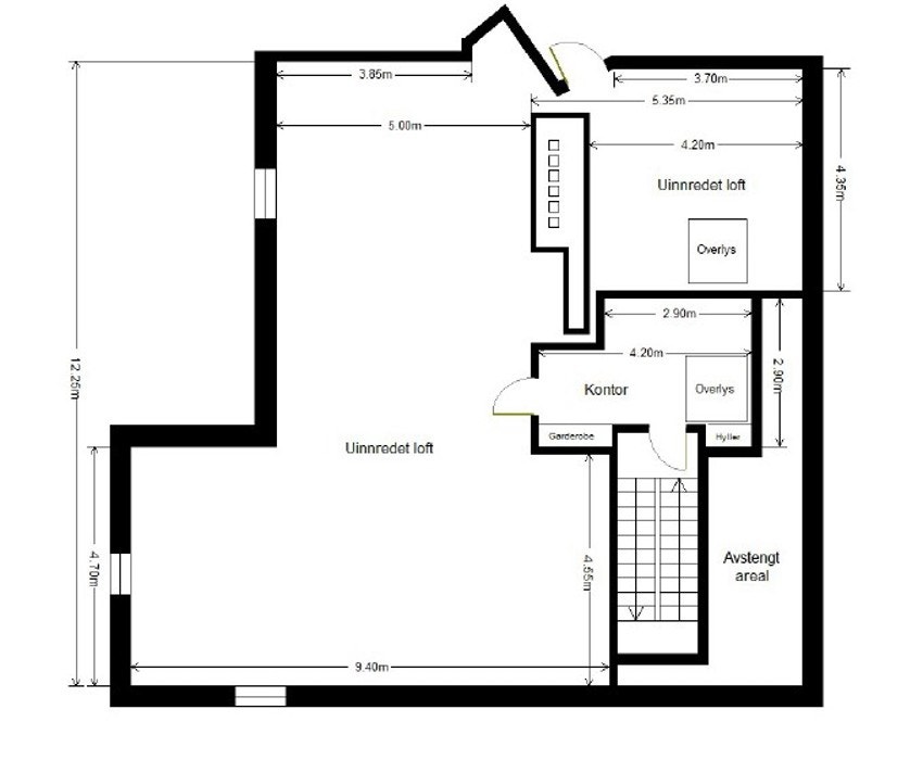 Planskisse over loftsetasjen
