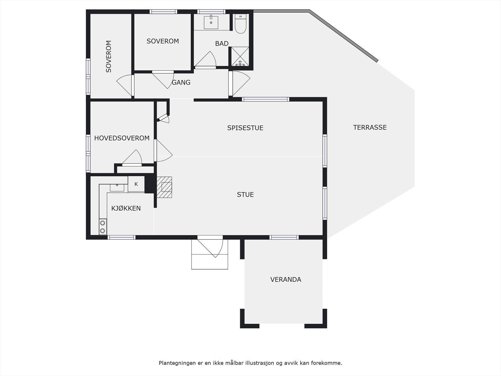 Hytta har en god planløsning med åpne dagligrom som gir fine sosiale soner. Galleribilde