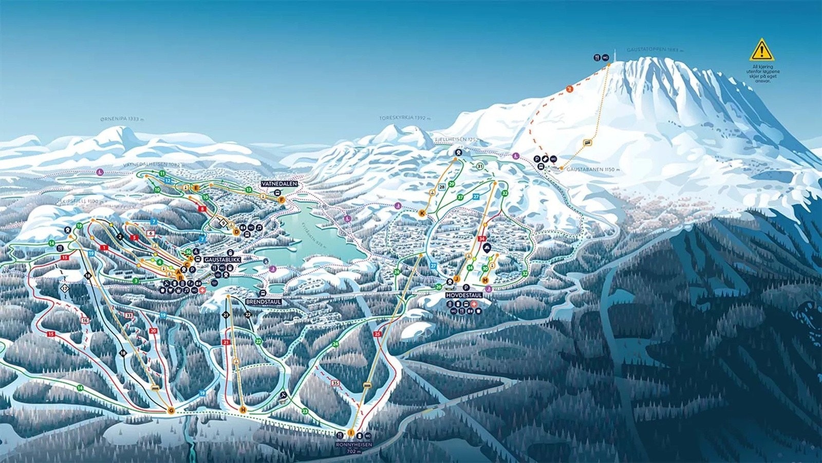 Gausta skisenter løypekart. Galleribilde