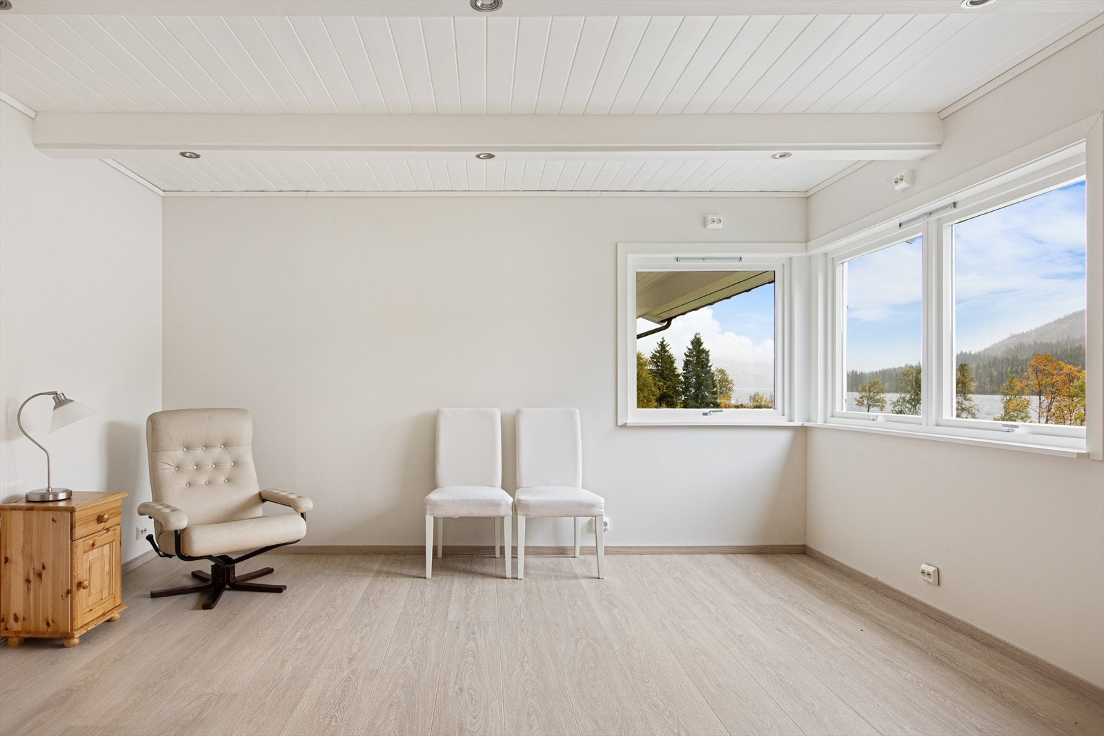 Flere vinduer gir optimal utnyttelse av den flotte utsikten til vakre Steinsetfjorden og de slipper inn godt med lys. Galleribilde