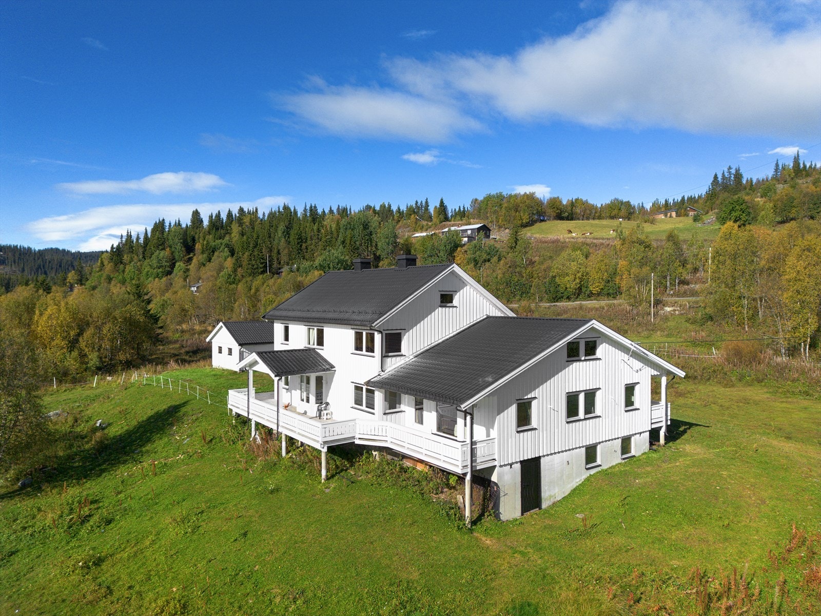 Tomta måler hele 52 100 m², og består av noe dyrket mark, skog og naturlige utearealer. Her finnes rikelig med boltreplass, enten du ønsker å drive småskalajordbruk, etablere en stor hage eller bare nyte naturen slik den er. Galleribilde