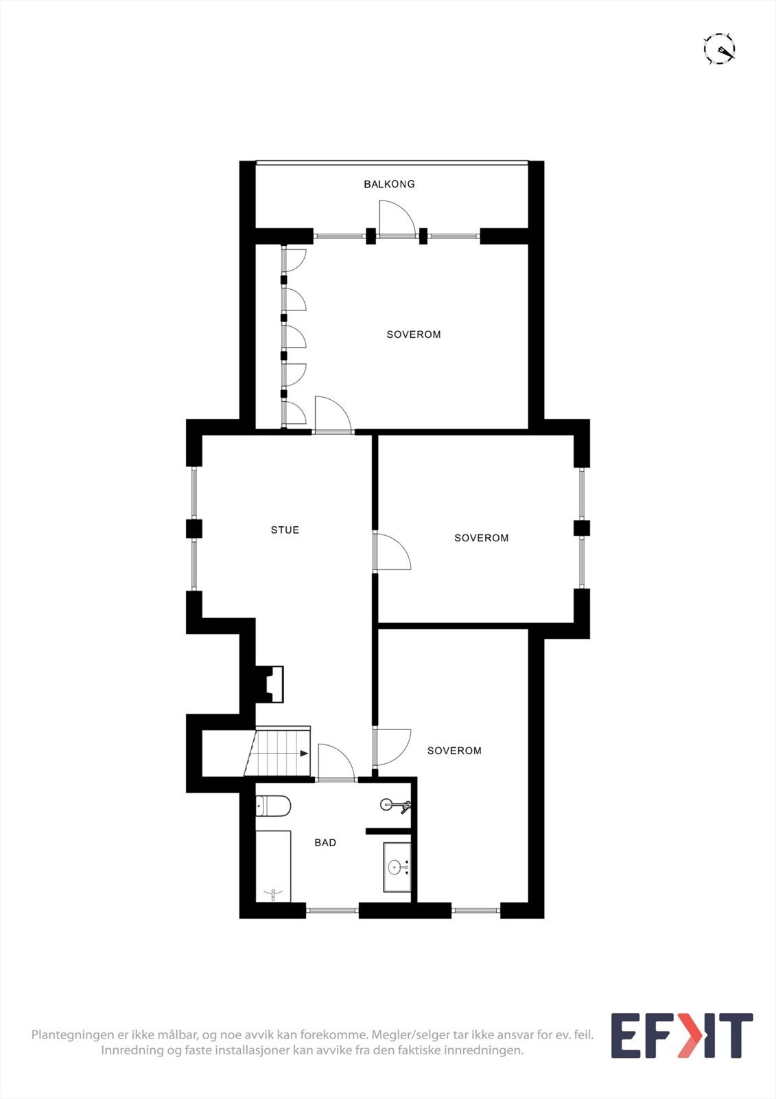 Andre etasje inneholder bad, TV-stue og tre soverom, hvorav ett med utgang til balkong. Galleribilde