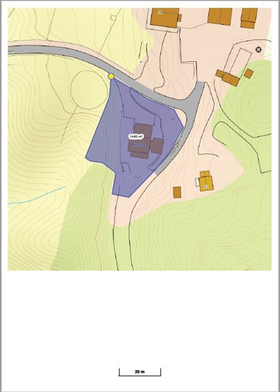 Eiendomsgrensen som er søkt hos kommunen. Galleribilde