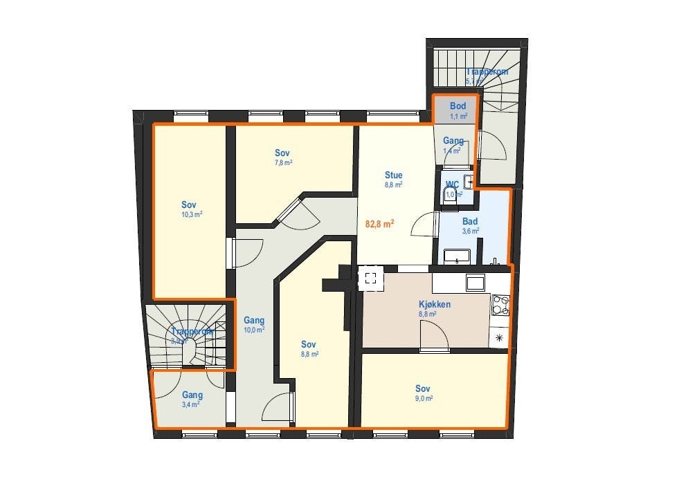 Planskisse 5-roms leilighet (H0201) Galleribilde